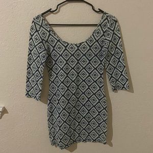 Bold 3/4 Sleeve Mini Bodycon Dress